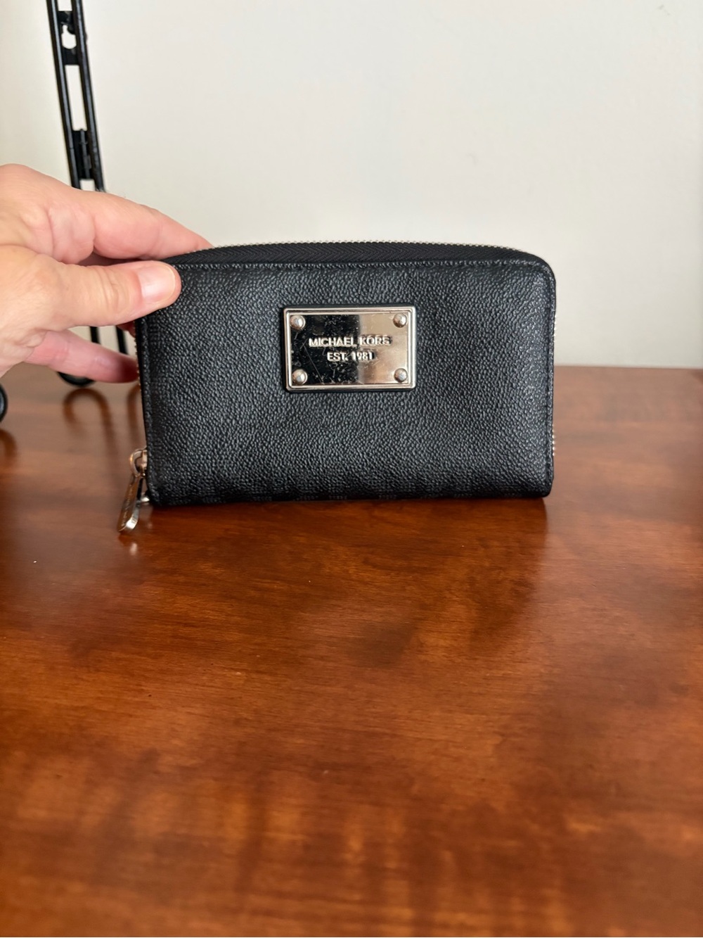 Michael Kors Black Pebbled Leather Zip-Around Wallet  PLEASE READ